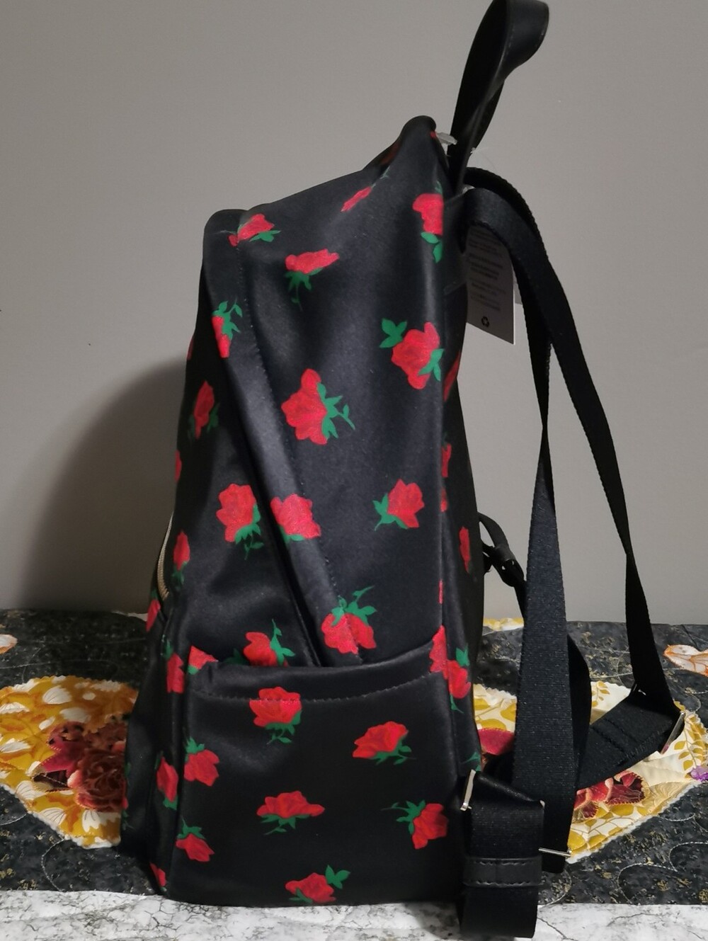 kate spade Black Backpack with Red Rose Print - Picture 3 of 16